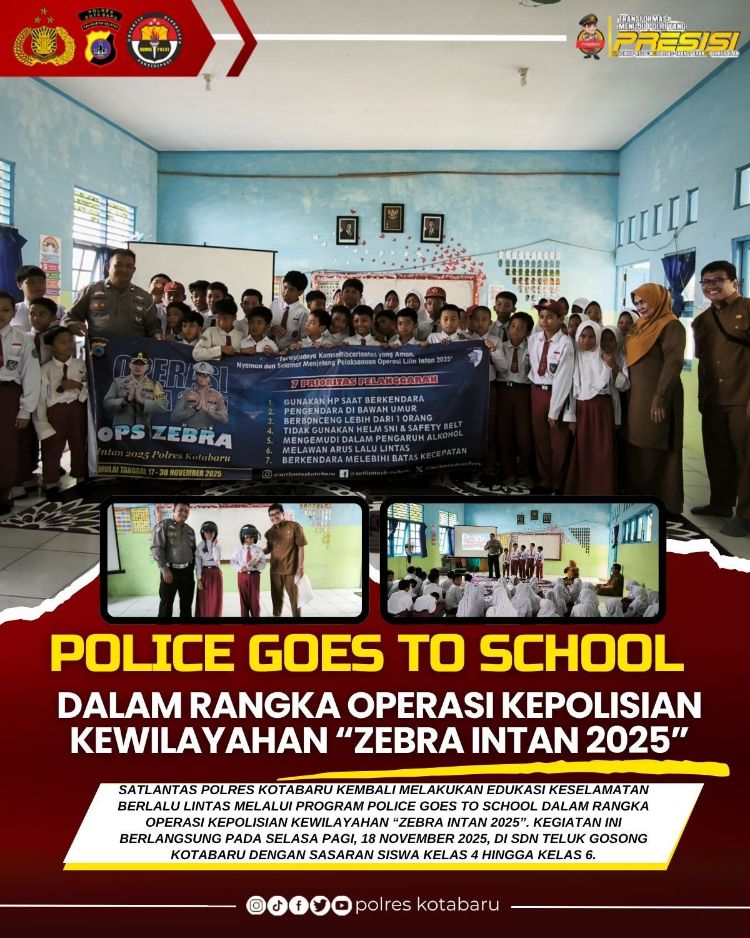 Police Goes to School: Satlantas Kotabaru Bekali Siswa SD Teluk Gosong Soal Keselamatan Berlalu Lintas