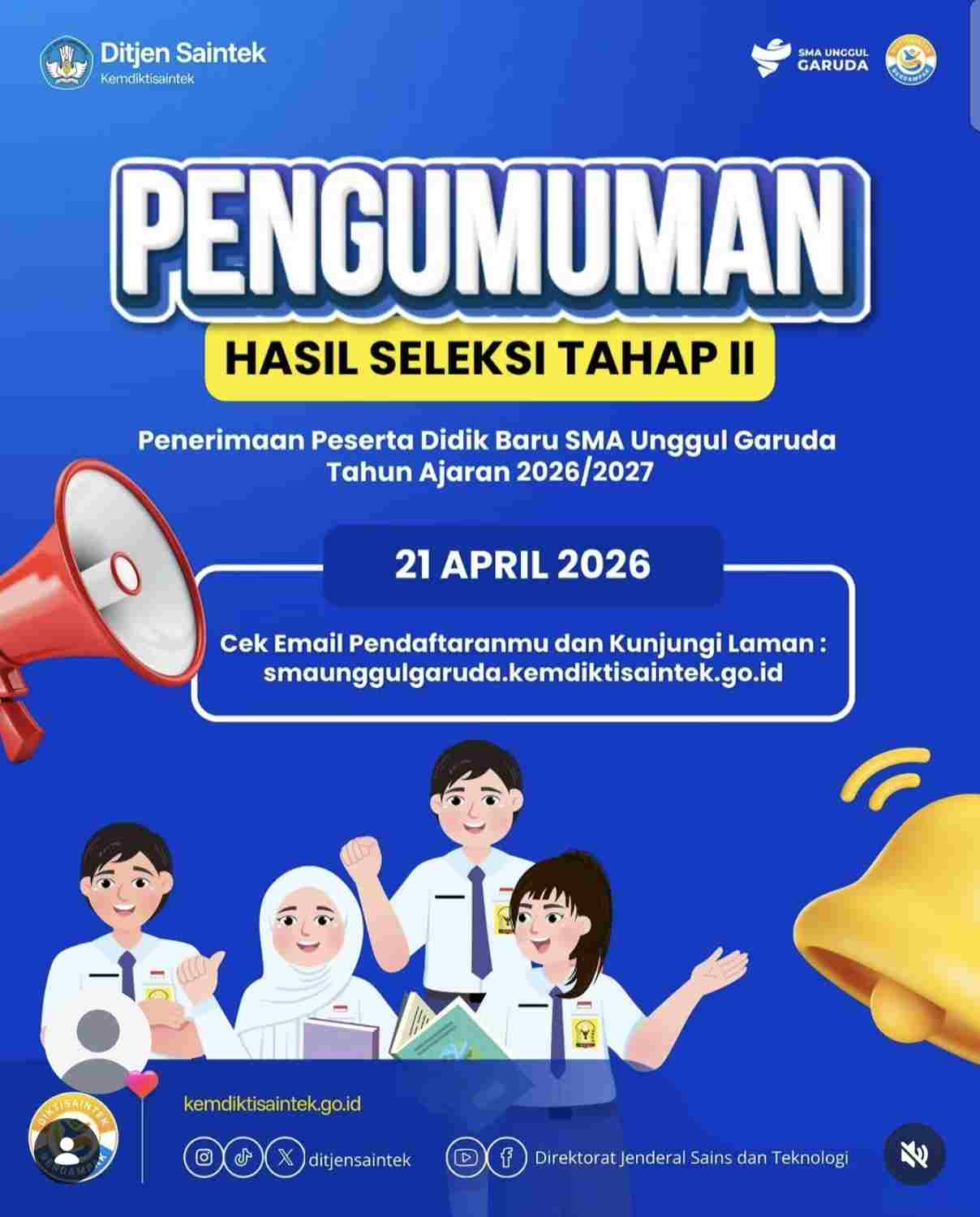 Ini Daftar Nama Siswa Lolos Seleksi Tahap II SMA Unggul Garuda